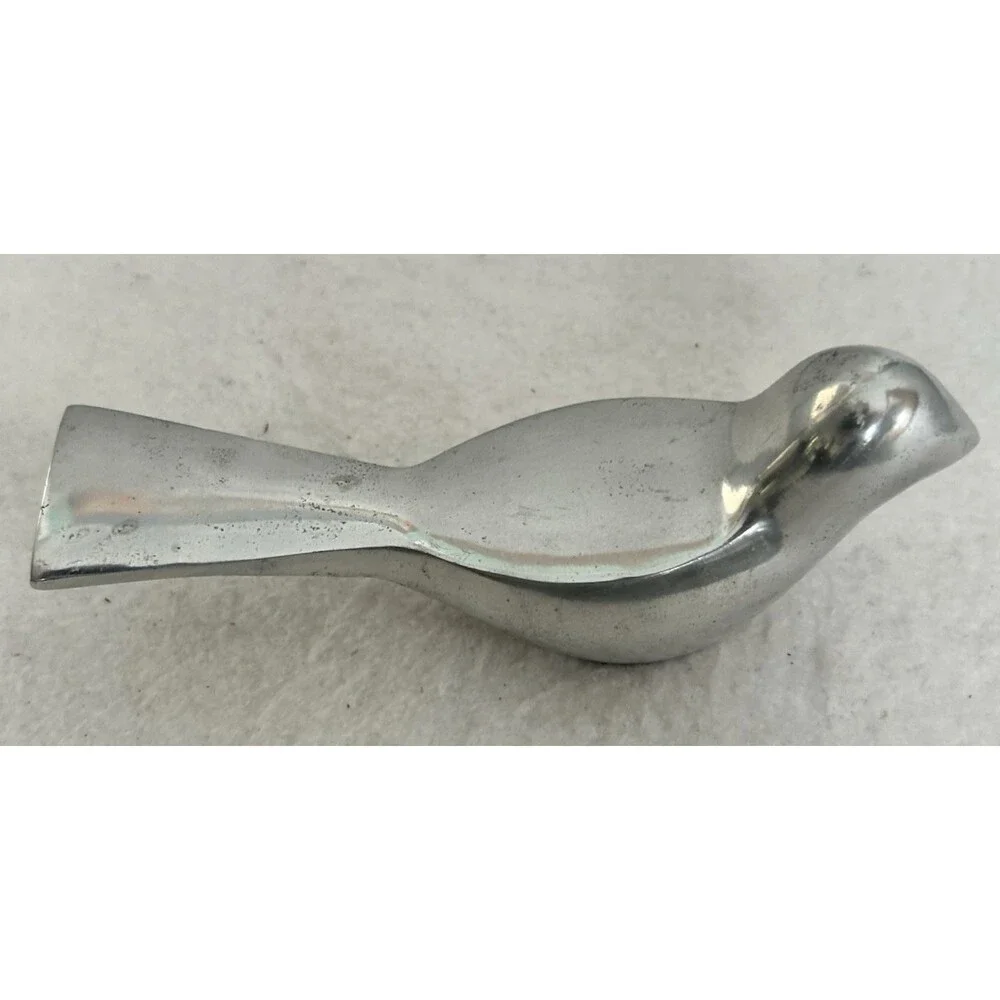 MCM Bird Silver Plate Figurine Paperweight Minamalist Vintage Teacher Gift